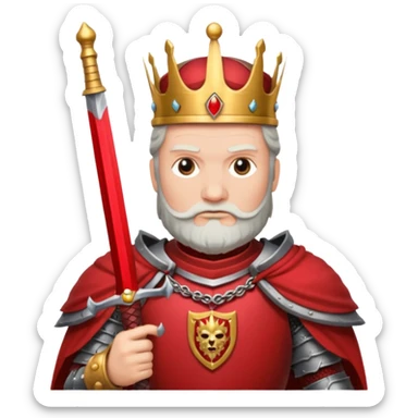 War old King – crimson armor + sword,Red Kings. sticker