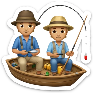 two mans fishing on a boat sticker