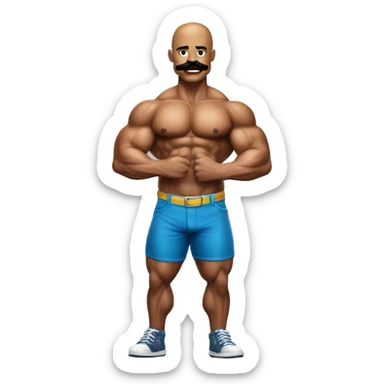 Muscular gay bodybuilder with mustache bikini realistic sticker
