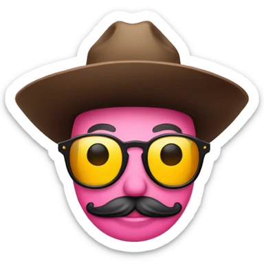 Rose colored glasses with black cowboy hat and smiley face  sticker