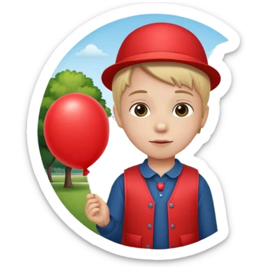 Child + balloon, Park Visitor, with park background, cicrle style frame. sticker