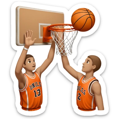 two cutout hands dunking a basketball sticker