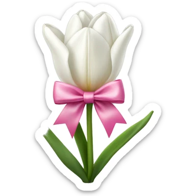 white tulips with pink bow  sticker