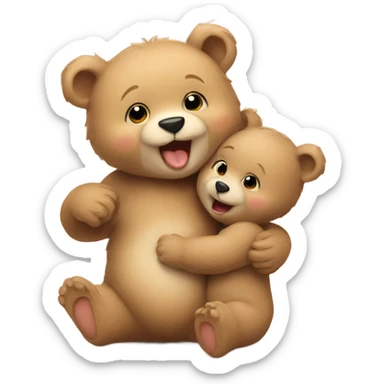 Baby bears playing and love sticker