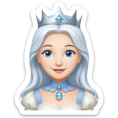 Good Witch of the North from the Wizard of Oz with blue eyes, white long hair, white outfit sticker