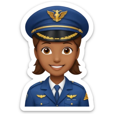 Young, brown skin, wearing pilot uniform include hat sticker