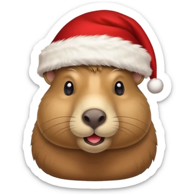capypara wearing red hat of santa claus sticker