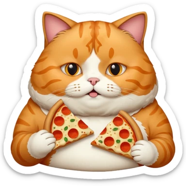 Fat cat eating pizza sticker