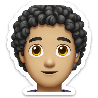 Young curly black hair asian guy sticker