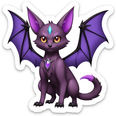 dark edgy dull pointy edgy Noivern-Noibat-Purloin-Torracat-Lykoi-Caracal-bat-cat-Fakemon-fusion-hybrid-creature sticker
