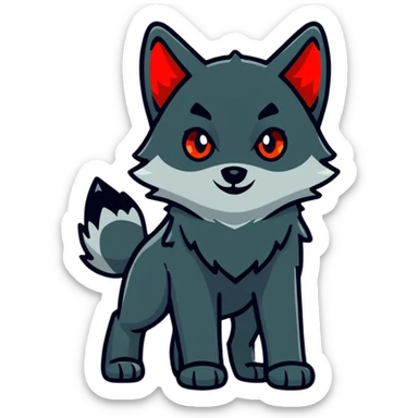 black wolf with glowing red eyes sticker