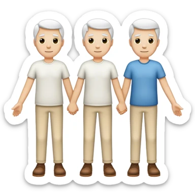 Three white men holding hands sticker