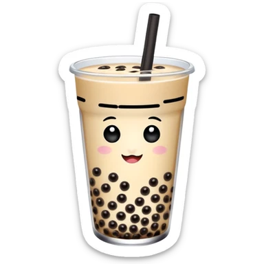 beige bubble tea with black bubbles sticker