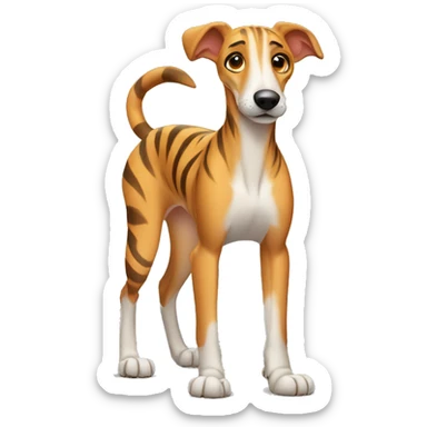 Fawn tiger greyhound with pawls up sticker