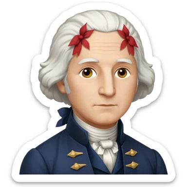 Draw George Washington with white hair, colonial suit & calm expression. sticker