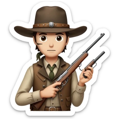 Hunter with cowboy hat and vintage rifle from Hunt Showdown sticker