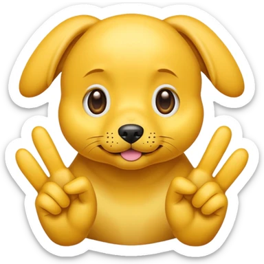yellow emoji with puppy eyes and two finger pointing at one another finger sticker
