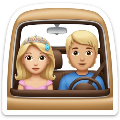 Blonde Passenger princess in car with brunette boyfriend sticker