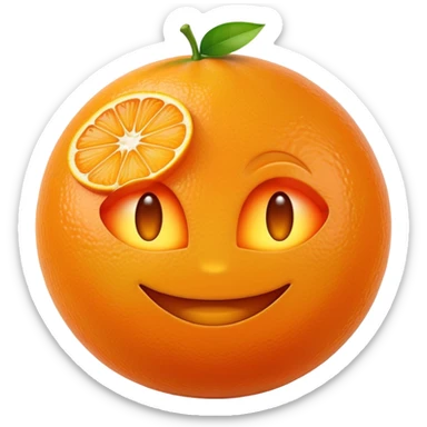 Cinematic Realistic Orange Emoji, Juicy and vibrant, with a bright, glossy skin that gleams in the light, revealing a slight texture from the natural pith. The orange segments peek through as the fruit radiates refreshing energy. Soft glowing outline, capturing the essence of a sweet, zesty burst of flavor in a perfect orange! sticker