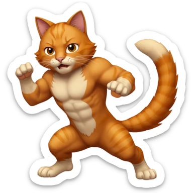 fierce cat pouncing, claws out sticker