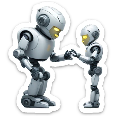 robot hablando con un humano sticker