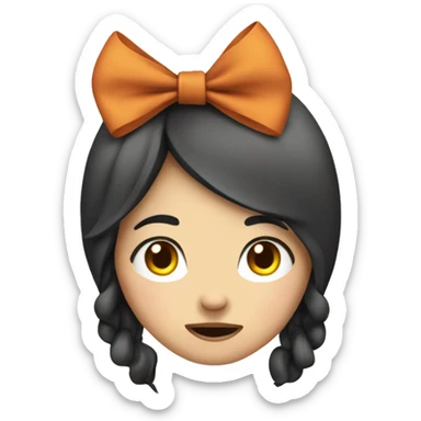 A mad Asian girl with a bow on her head sticker
