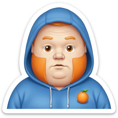 Fat orange guy with blue sweater and hoodie caseoh sticker