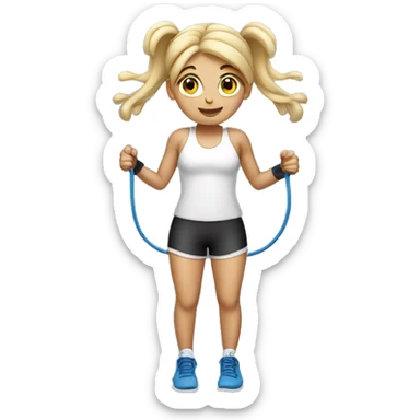 white gym girl with a skipping rope over her head sticker