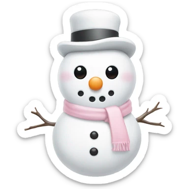 Cute white and light pink snowman sticker