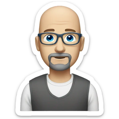 slightly bald white man with dark gray goatee silver glasses blue eyes sticker