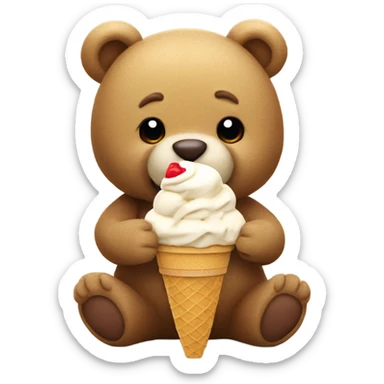 Teddy bear eating ice cream sticker