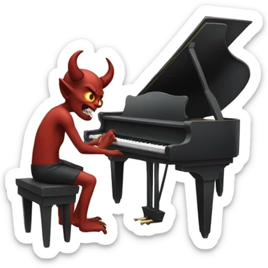 demon playing the piano in the style of an emoji sticker