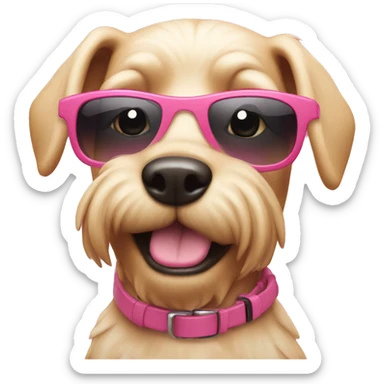 A pink dog with sunglass  sticker