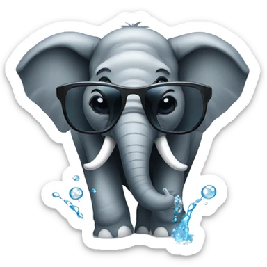 elefante con gafas tomando agua sticker