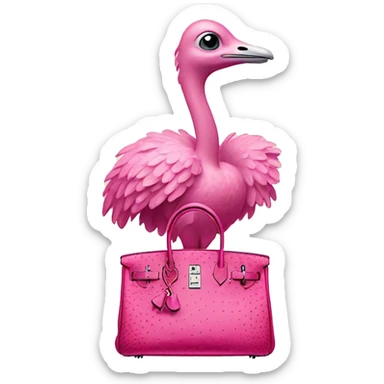 Pink ostrich leather hermes birkin sticker