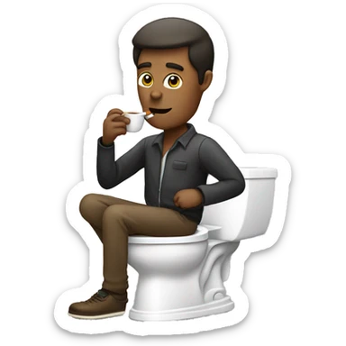 smoking a cigarette and drinking coffee on the toilet sticker
