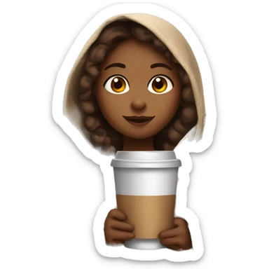  Cute brown girl wrapped in blanket drinking coffee sticker