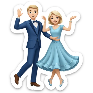 White Man and white woman dancing white sticker