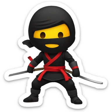 generate 1 emoji like a ninja style: colors black, red, yellow from top to bottom sticker
