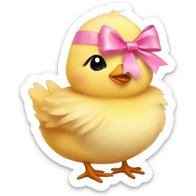 Baby chick with pink bow on head sticker