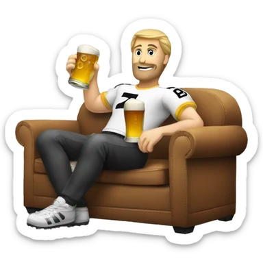 watch football, sitting sofa, drink beer sticker