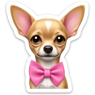 Short haired chihuahua with a pink collar that has a bow. Just her head. Her ears Stand up. She is tan only sticker