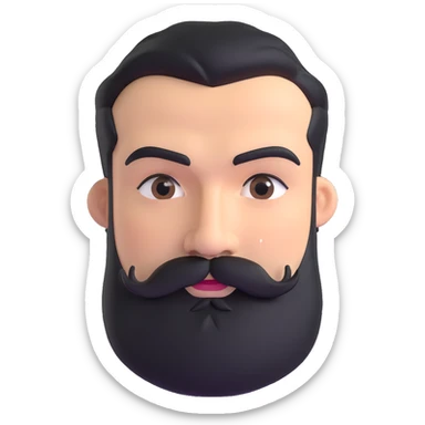 man with thick beard, mustache, and unibrow eyebrows that connect in the middle sticker