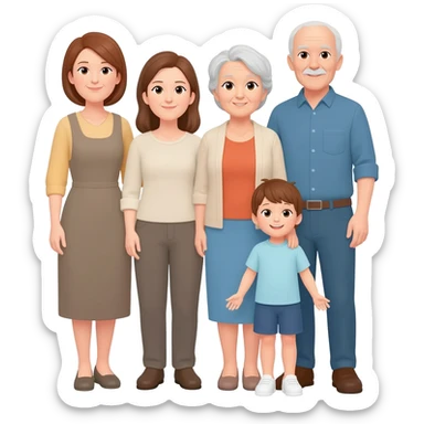 White family grandparents parends and children sticker
