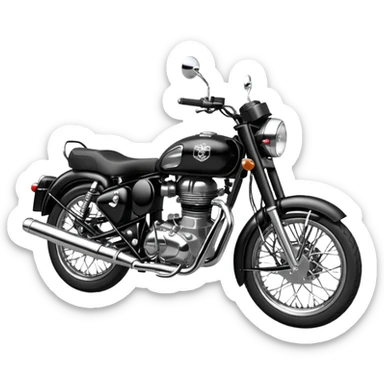 Black royal Enfield with white logo facing left sticker