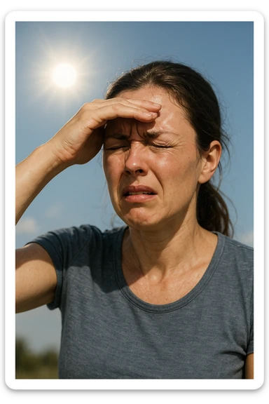 Donna che ha male agli occhi con il sole sticker