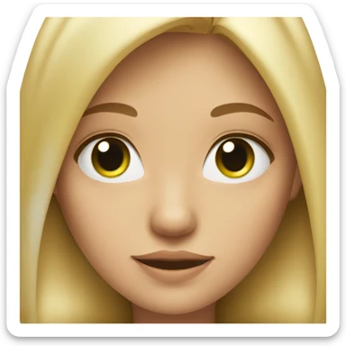a girl with blond hair, green eyes with a mole on one of them, straight hair just above her chest sticker