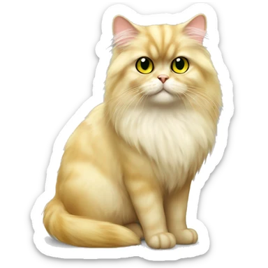 Chinchilla Persian fluffy yellow cat with big green - yellow eyes sticker