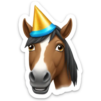 Horse with party hat sticker