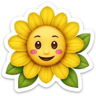 create an normal emoji with a flower in its mouth and love eyes sticker